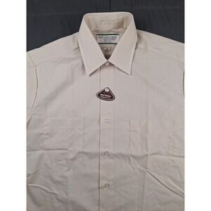 NEW Vintage Size 15.5 Sears Mens  Perma Prest Short Sleeve Tan Beige Regular Cut